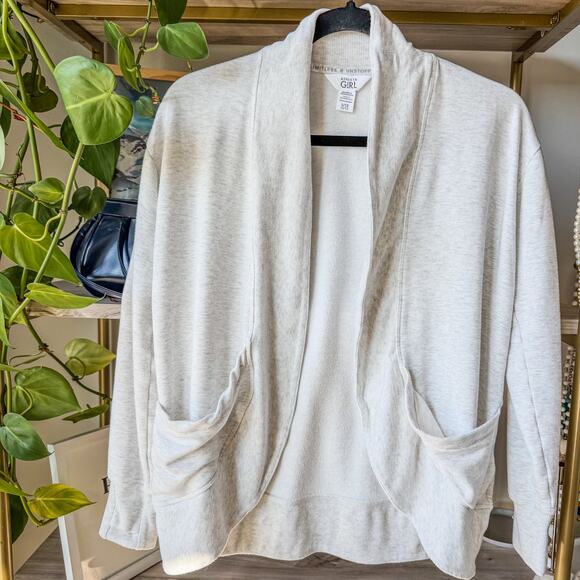Athleta Girl Wrap & Roll Sweatshirt Cardigan-Fog Grey Heather-Girls SZ Large/12 - Picture 1 of 8